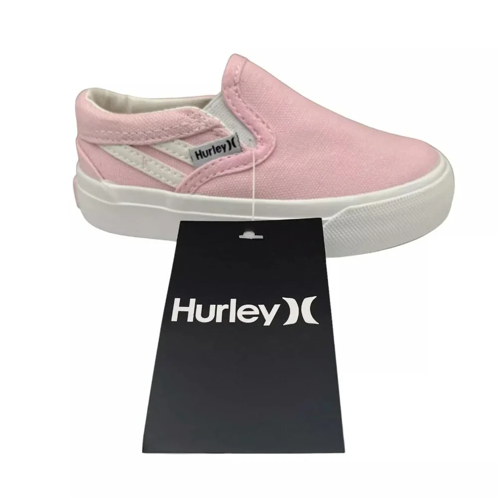 Hurley Toddler Girls Casual‎ Slip-on Shoes Size 7 Light Pink White Canva Upper